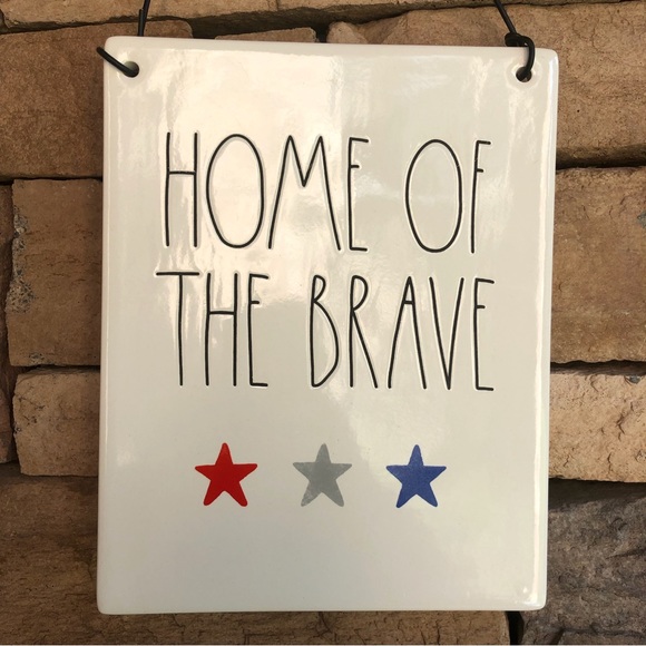Rae Dunn | Accents | Rae Dunn White Home Of The Brave Hanging Sign New ...